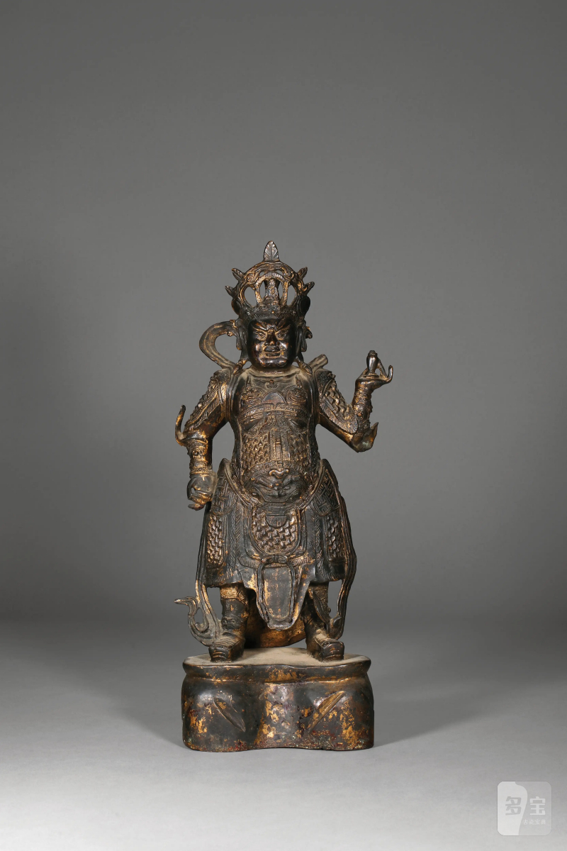 明 铜漆金天王像
